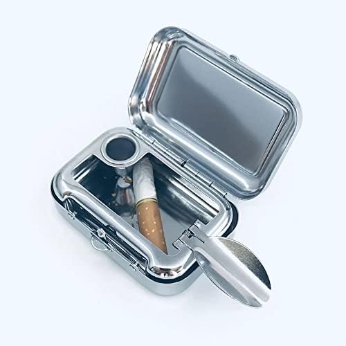 Mini cinzeiro portátil com tampa, cinza de bolso portátil de metal, rapé de cigarros compactos para o escritório de cinzas, material