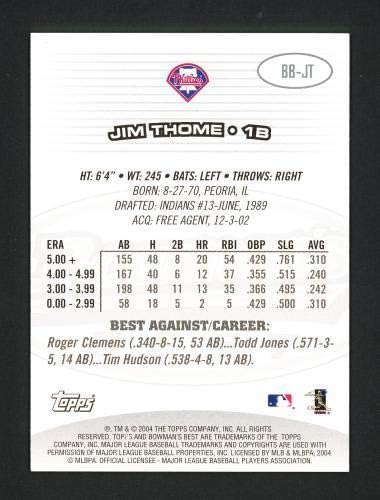 Jim Thome autografou o melhor cartão de Bowman de 2004 #BB -JT Philadelphia Phillies SKU #160494 - Baseball cortada cartões autografados