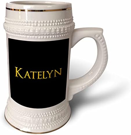 3drose Katelyn Nome da mulher popular na América. Amarelo em preto. - 22 onças de caneca
