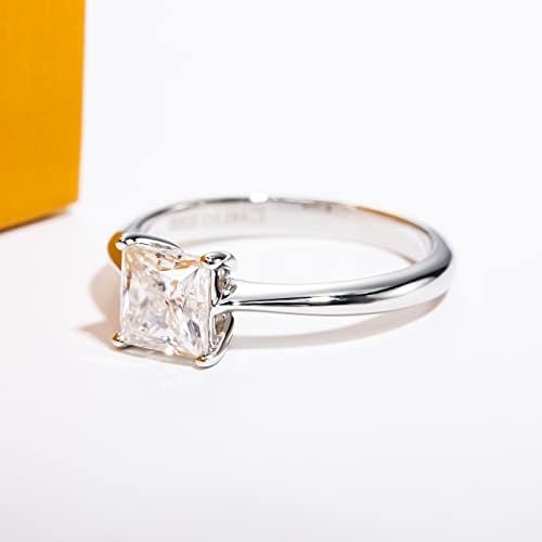 Aimiiee Princesa/Corte Oval Ringos de noivado de Moissanita 1,2CT/1,5ct D Color VVS1 Clarity Moissanite Diamond S925 Sterling Silver