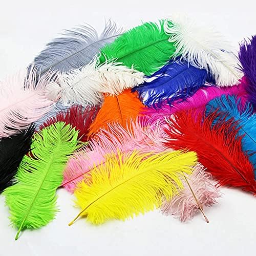 10pcs/lote 15-30cm Feathers naturais de avestruz branca para artesanato Jóias de penas de festa colorida Diy Fazendo decoração de casamento - 25-30cm - Zamihalaa