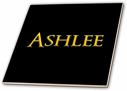 3drose Ashlee Classy Girl Baby Nome nos EUA. Amarelo em amuleto preto - telhas