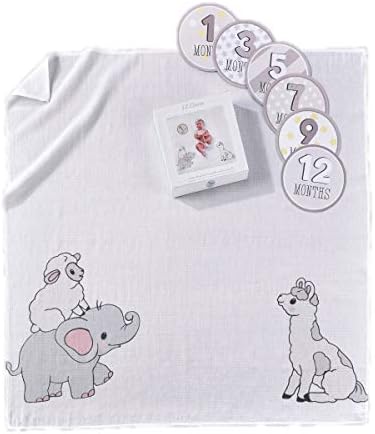 Lil 'Llama Baby Milestone Blanket | Muslin Cotton Baby Milestone Blanket Unisex | Monthal Baby Milestone Blanket com 6 cartões