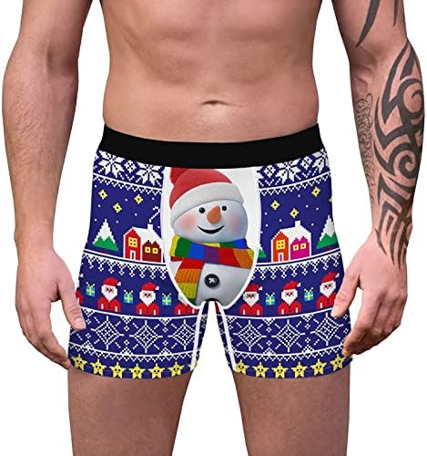 Neferlife Christmas Mass Boxers Briefs, masculinos engraçados de roupas íntimas esportes respiráveis ​​Briefas suaves Gag Presentes