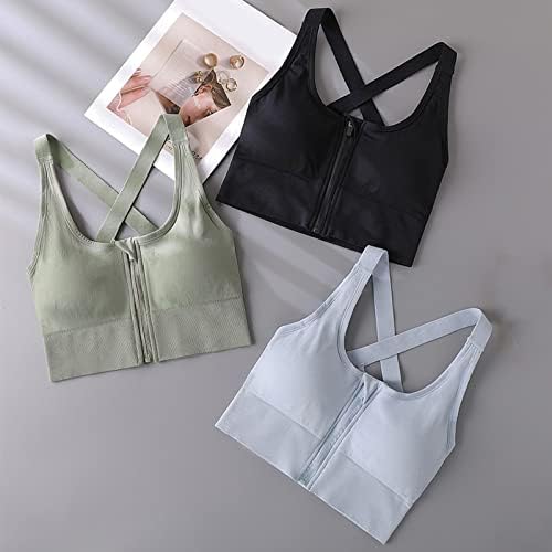 Bras esportivos para mulheres Zip Front Wireless acolchoado semestrável Impacto de ioga Bras Tanques de tanques