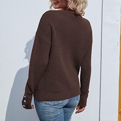Suéteres de pulôver feminino outono cor de manga comprida de cor comprida suéter de malha suéteres fofos suéteres fofos