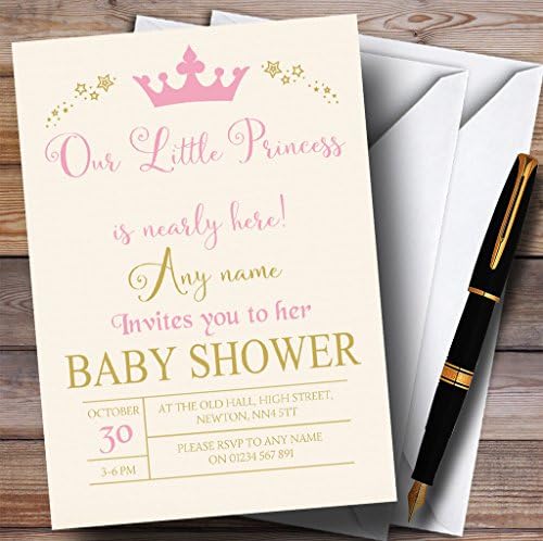 Convites de Princesa Rosa Crown convites para chá de bebê