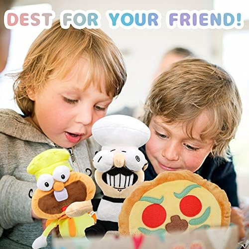 Getien Pizza Tower Plush, 10 Pizza Tower Pluxhies Toys para fãs de jogos Presente, boneca de figura recheada para crianças e adultos, Presentes de boneca de pelúcia de animais lindamente recheados