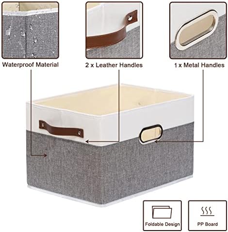 Yawinhe Bins de armazenamento dobrável, 15,0 x 9,8 x 8,3 polegadas, caixas de armazenamento de cubo, lixeiras de armazenamento