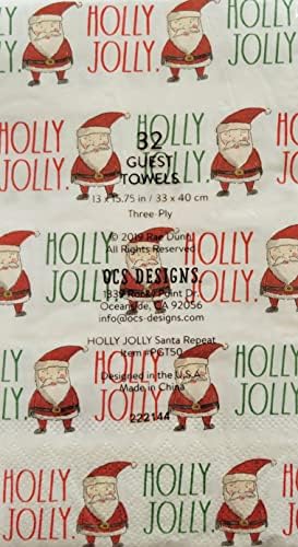 Rae Dunn Holly Jolly 32 guardanapos de caminhão de Natal convidados - 13x15.75 em / 33 x40 cm