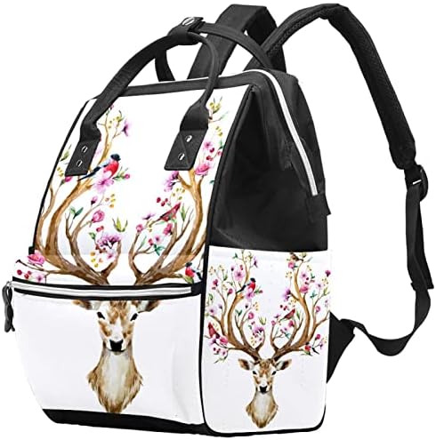 Mochila VBFOFBV Backpack, sacos de viagem portáteis multifuncionais para homens, Elk Flor Bird Animal Spring Spring