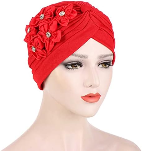 Caps Headwear para mulheres Beanies Casual Cinco Flores pequenas Little Capfe Capéu Capinho Capéu de Cabeça Muslim para Mulheres