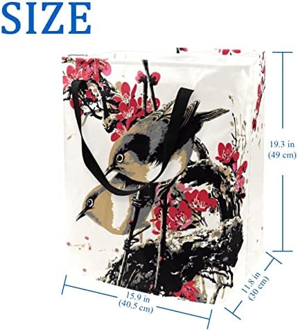 Aves chinesas com ameixa Prind Print Print Collapsible Laundry Horty, 60l de lavanderia à prova d'água Bestas de lavagem