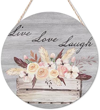 Arupkeer Welcome Sign Live Rish Love Love Round Wooden Signs vintage Rose Flower Basking Wood Wood Plin