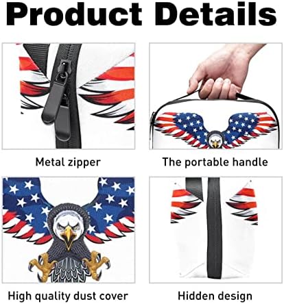 Organizador de eletrônicos, bandeira de águia dos EUA impressão de pequenos organizadores de cabos de viagem, bolsa compacta de estojo técnico para acessórios eletrônicos, cabos, carregador, USB, discos rígidos