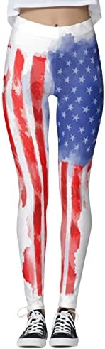 American Flag patriótico legging feminino de cintura alta Independência calças de corredor de trepadeira