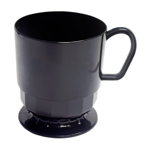 Fests Essentials Elegância Hard Plastic Coffee Cup com alça, capacidade de 8 onças, preto, caneca de chá, descartável