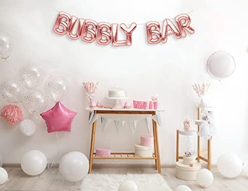 Partyforever Bubbly Bar Balloons Banner Rose Gold Bachelorette Party Decorations Sign