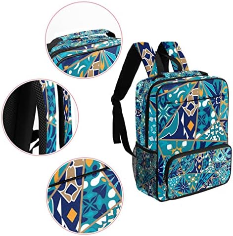 Mochila VBFOFBV para mulheres Daypack Laptop Backpack Saco casual de viagem, padrão de marrocos Azul Retro étnico