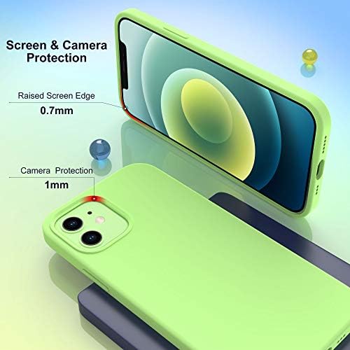 ULAK projetado para iPhone 12 Case e iPhone 12 Pro Case, líquido de silicone líquido Slim 3 camadas Casas de telefone de proteção à prova de choque protetoras com revestimento de microfibra anti-arranhão, verde