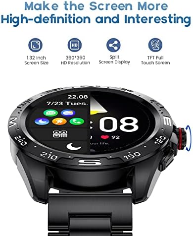 Bangwei Smart Watch for Men, Bluetooth Answer/Faça Call/Voice, rastreador de fitness com monitor de sono com freqüência cardíaca,