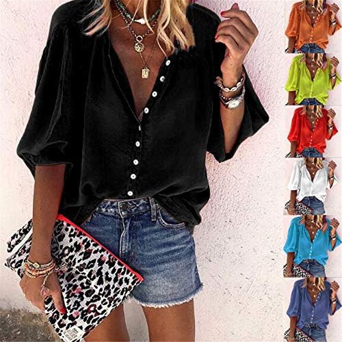 Andongnywell Womens Cardigan Casual Button Down Down Camisetas v pesco