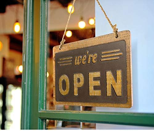 Excello Global Products Somos abertos/fechados Signo rústico fácil de montar informativo em restaurantes de restaurante reversível