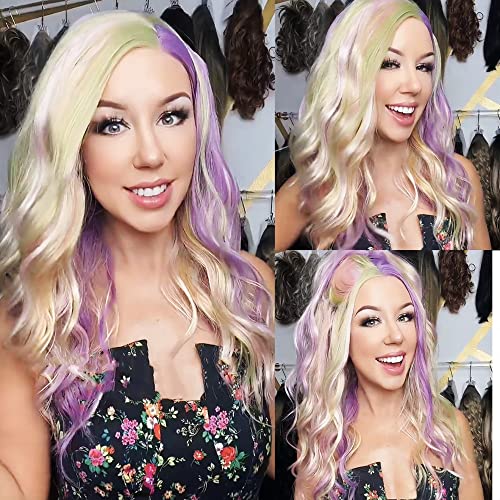 Fenjun Multi Color Rainbow Wig For Women Girls 13x4 Perucas dianteiras de renda transparentes com cabelos para bebê pré