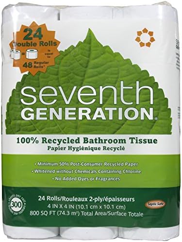Sétima geração de tecido de banheiro reciclado, contagem de 240, branca 48 por caixa