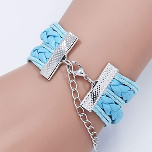 DCKAZZ Stitch Bracelet Girls Stitch Gift Blue Leather Stitch Charme Jóias de coleta de staich de coleta para filha, neta, sobrinha