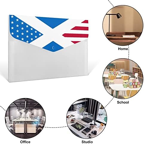 Scotland USA Flag Mix de 6 bolsos de expansão Pasta de arquivo plástico importano documento papel organizador de organizadores de acordeão Pastas com fechamento de snap