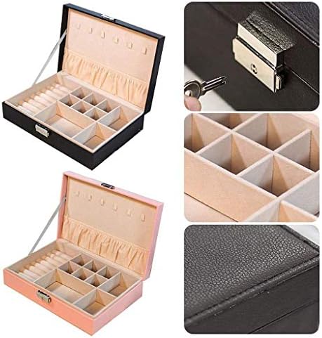 Caixa de jóias xjjzs caixa de jóias de jóias pequenas para mulheres, organizador portátil de armazenamento de couro PU para colar anel de pulseira de brinco