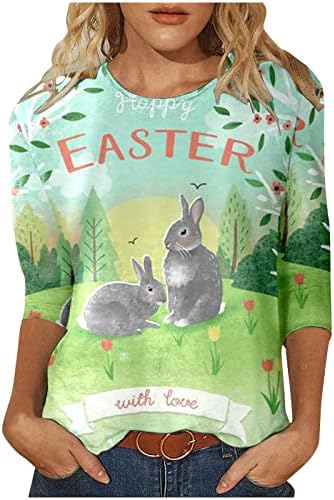 3/4 de manga de manga camisetas para mulheres ovos de coelho fofos camisetas de camisetas gráficas de camisetas gráficas estampadas