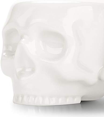 Skullis Porcelain Skull Crânia em forma de café Cup de chá de chá 13,8 oz e pires para casa e escritório, festa, férias e presente de aniversário, exclusivo, exclusivo.
