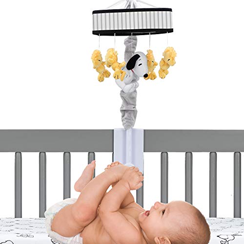 Lambs & Ivy Classic Snoopy Musical Baby Crib Mobile Soother Toy - Black/Yellow