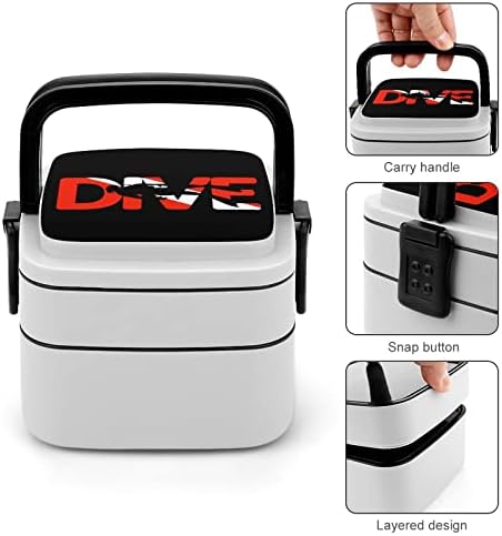 Scuba Divive Double Cayer Bento Box Box Recipiente de refeição para trabalho Offce Picnic