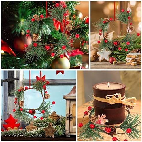 Lioobo 4pcs Candle anel de vela de natal pine mini grinaldas de grinaldas artificiais anel de vela de xmas de chá de chá de castiça de luz de luz de luz de luz pequena para a mesa da mesa de Natal