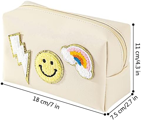 Waloner Preppy Patch Saco de maquiagem Bolsa de cosméticos bolsa de maquiagem pequena, organizador de higiene pessoal portátil à