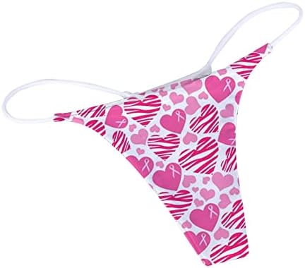 Mês do câncer de mama Tanga para mulheres Sexy Sluttless Stretpy Stretch Low Casé Micro Back-String Underpants