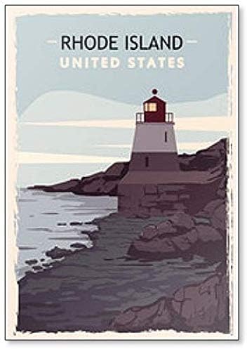 EUA Rhode Island Lighthouse Travel Illustration Ilustration ímã