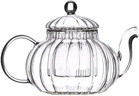 Bule de vidro da jarra de fogão, chaleira de chá de chá de abóbora com um infusor de chá de chá solto removível para chá, chá florescendo,