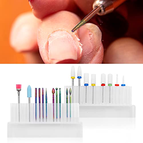 19pcs Bits de broca de unha, 3/32 Diamond Cutticle Electric Manicure Nail File Bit para acrílico Gel Nails Cutticle Manicure, Salon