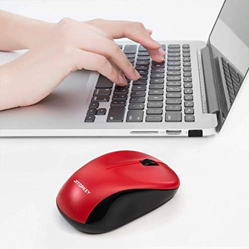 Mouse sem fio Jitopkey, 2,4 GHz Confortável clique em Mouse com receptor USB, rastreamento alto de rastreamento preciso Mouse portátil