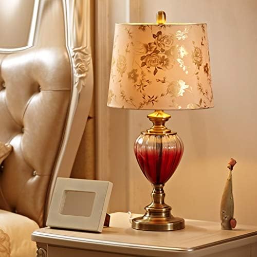 Lâmpadas de mesa Fehun, lâmpada de mesa de vidro de vinho tinto, lâmpada de leitura da tonalidade de impressão de rosa