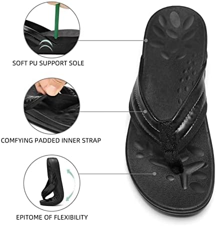 Sandálias ortopédicas confortáveis ​​para fascíteis plantares pés lisos, chinelos de caminhada macia com suporte de arco, conforto