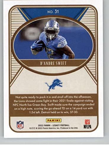 D'Andre Swift 2022 Panini Legacy 31 nm+ -mt+ nfl futebol leões