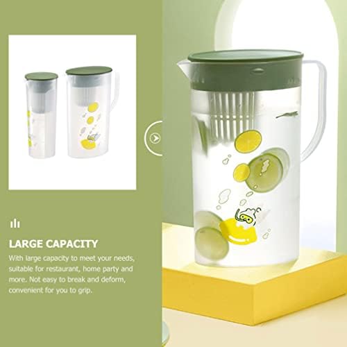 Jarra de água clara água fria jarro de plástico: 2pcs dispensador de bebida suco de leite bebida galão de chá gelado de café lemonada tampa para festas em casa cozinha geladeira bar copo de coquetel