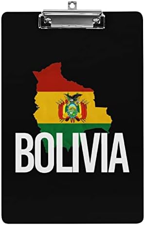 Map Bolívia e bandeira de clipboards com clipe de metal 12,5 x 8,5 polegadas de clipes de clipes para o evento de