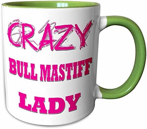 3drose Crazy Bull Mastiff Lady Ceramic Caneca, 11 oz, branca