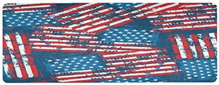 Qilmy pintado de bandeira americana ioga toalha, garra sem deslizamento com camurça de microfibra superior -71 x 26 x 26 x 1 mm de